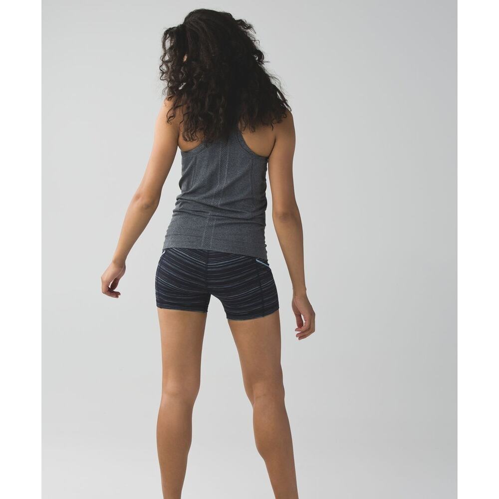 Lululemon What The Sport Short Stripe Pockets Run Stretch Blue Black Size 2 - Picture 13 of 15